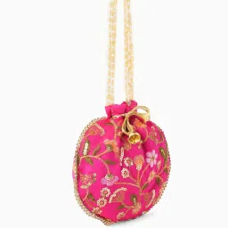 Gaurapakhi Pink Embroidered Potli image 4