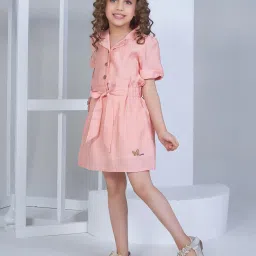 Peppermint Kids Peach Solid Dress image 4