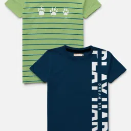 HELLCAT Green & Blue Printed T-Shirt (Pack Of 2)-image-11