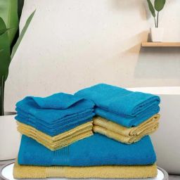 Bianca D`ROSS Yellow & Blue Cotton 400 GSM Towel Set-picture-22