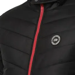 Peter England Black Regular Fit Quilted Hooded Jacket image 4