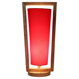 Tucasa SHS-112 Mango Wood Cotton B-22 Table Lamp 16 Inch (Brown and Red) image 3