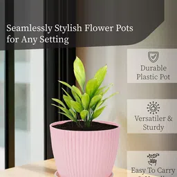 Kuber Industries 4Pc Pink Durable Plastic Planters image 4