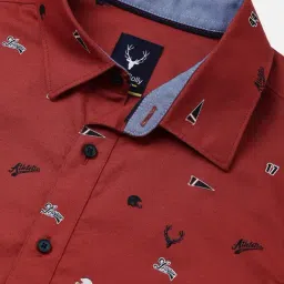 Allen Solly Boys Red Cotton Printed Shirt image 3