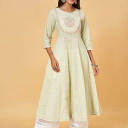 Rangmanch by Pantaloons Pale Green Embroidered Anarkali Kurta-picture-38