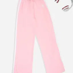 Pantaloons Junior Girls Cameo Pink Logo Track Pants-image-0
