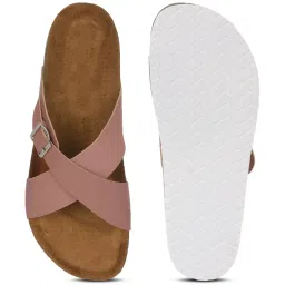 Mozafia Women's Pink Cross Strap Sandals image 4