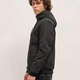 The Bear House Black Polyester Regular Fit Self Design Casual Jacket image 4