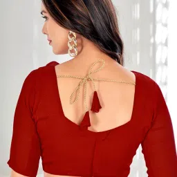 Satrani Red & Yellow Printed Saree With Unstitched Blouse image 4