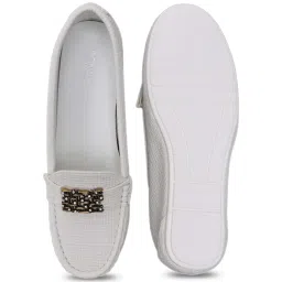 Ronnie Grey Women's White Casual Loafers image 4