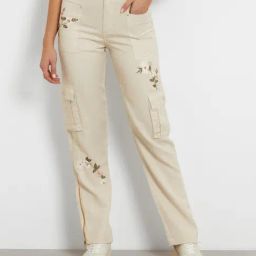 Guess Beige Embroidery Cargo Pant-picture-7