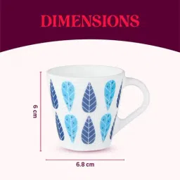 Larah by Borosil White Ceramic Tea & Coffee Mug - Set fo 6 110ml image 3