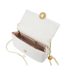 Angeline White Solid Medium Sling Handbag image 4