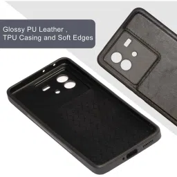 Sprig Glossy Leather Back Cover for IQOO Neo 6 5G (Black) image 4