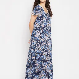 Clovia Blue Printed Night Dress image 4
