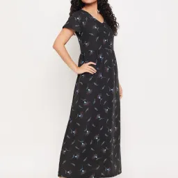 Clovia Black Printed Night Dress image 4