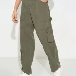 Sf Jeans By Pantaloons Olive Loose Fit Cargo Jeans image 3