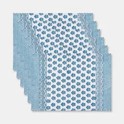 Fabindia Cabana Set Of 6 Blue Printed Cotton Table Placemats image 3