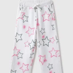 United Colors of Benetton Girls White Cotton Blend Printed Track Pants-picture-17