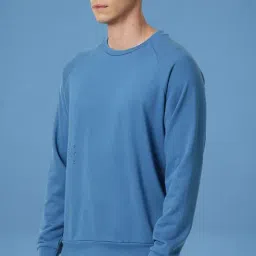 Rare Rabbit Blue Regular Fit Solid Sweatshirt image 4