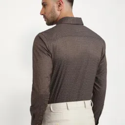 Raymond Medium Brown Cotton Printed Slim Fit Shirt image 2