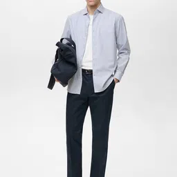 MANGO MAN Vertical Striped Pure Cotton Shirt image 2