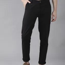 Roadster Men Black Slim Fit Solid Chinos-image-84