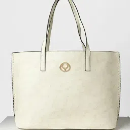 Allen Solly White Textured Medium Tote Handbag-image-10
