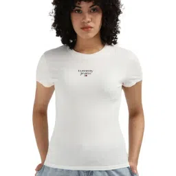 Tommy Hilfiger White Cotton Printed Women Slim Fit T-Shirt-picture-13