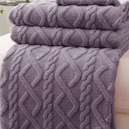 San Marino Lavender Geometric Fleece Mild Winter 400 GSM Double Bed Blanket-image-50