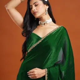 LOROFY Beads and Stones Tussar Saree with Blouse Piece image 3
