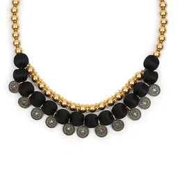 AKSHARA Women Black Handcrafted Synthetic Choker Necklace image 1