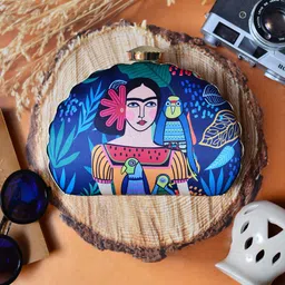 ARTKLIM Blue & Orange Printed Box Clutch image 1