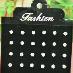 NAVJAI Gold-Toned & Clear Pair Of 12 Stone Circular Stud Earrings-picture-38