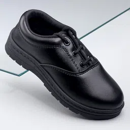Pine Kids Solid School Shoes with Lace up Closure - Black-picture-10