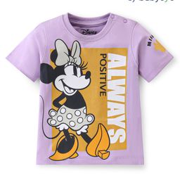 Babyoye Disney 100% Cotton Knit Half Sleeve T-Shirt with Minnie Mouse Graphics - Purple-picture-45