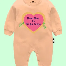 The Peppy Tend 100% Cotton Full Sleeves Nanu Nani Ka Dil Ka Tukda Text Printed Romper - Peach-picture-14