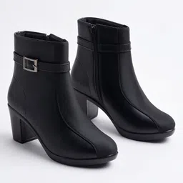 Shoetopia Embroidered Zipper Closure Boots - Black-picture-33