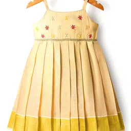 Babyhug South Cotton Woven Sleeveless Ethnic Dress with Floral Yoke Embroidery & Lace Detailing - Cream-picture-28