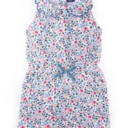 nuberry Cotton Knit Sleeveless Floral Printed Peter Pan Collared Jumpsuit - Green-picture-34