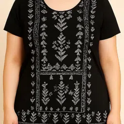 SANDPIPER Women Plus Size Round Neck Cotton Top image 2