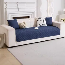 HOMETHREADS Navy Blue & Navy Blue Sofa Cover-picture-28