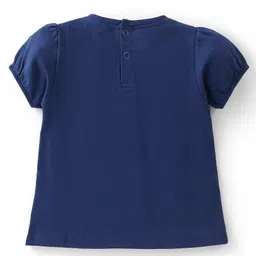 Babyhug Cotton Knit Half Sleeves Top Foral Graphics - Navy image 2
