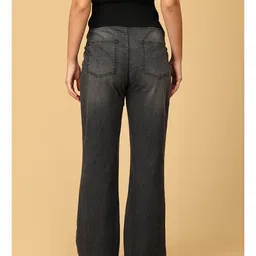 The Mom Store Mild Washed Maternity Denims With Belly Support - Black image 3