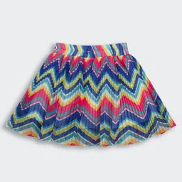 Barbie by Tiny Girl 100% Cotton Chevron Printed Pleated Skirt - Hot Pink image 3