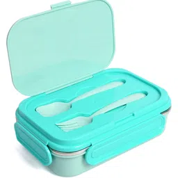 YOUP Stainless Steel Insulated Unicorn Theme Lunch Box With Fork & Spoon - Sea Green image 3