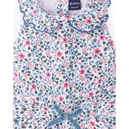 nuberry Cotton Knit Sleeveless Floral Printed Peter Pan Collared Jumpsuit - Green image 4