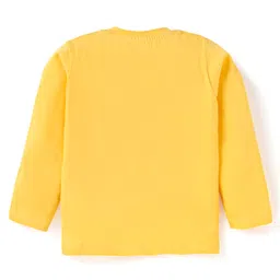 Babyhug Single Jersey Knit Full Sleeves Bear Printed T-Shirt & Dungaree Set - Yellow & Green image 4