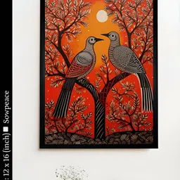 SOWPEACE Orange & Black 1 Piece Canvas Birds and Animals Wall Photographs-picture-19