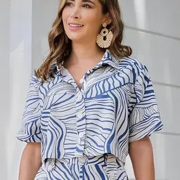 HERE&NOW Women Printed Regular Top with Trousers image 3